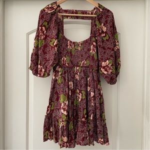 Free People Puff Sleeve Mini Dress sz Small